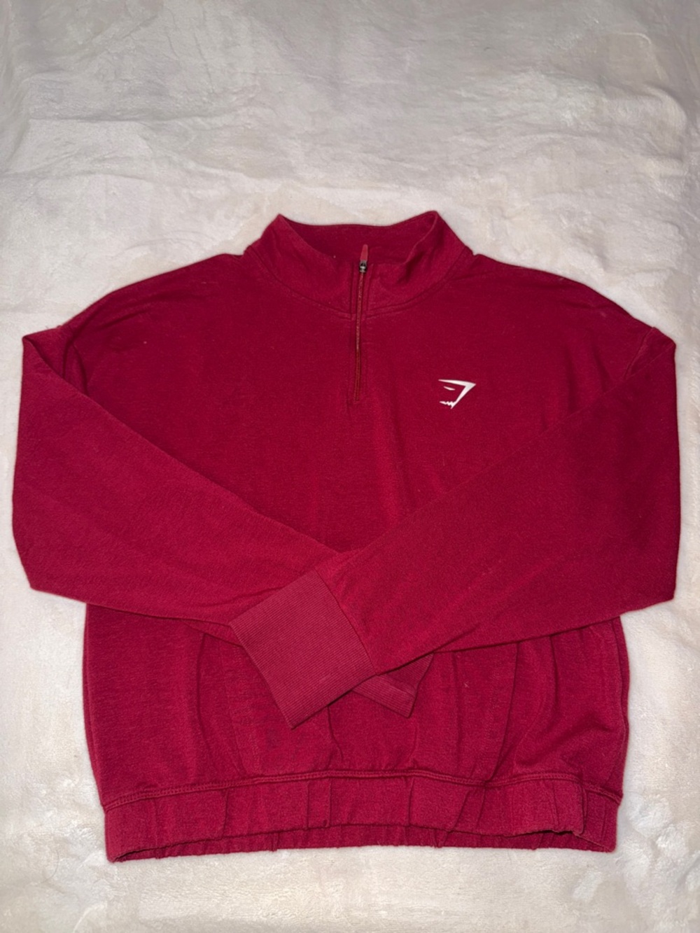 Gymshark Women's Cropped Half-Zip Top in Burgundy